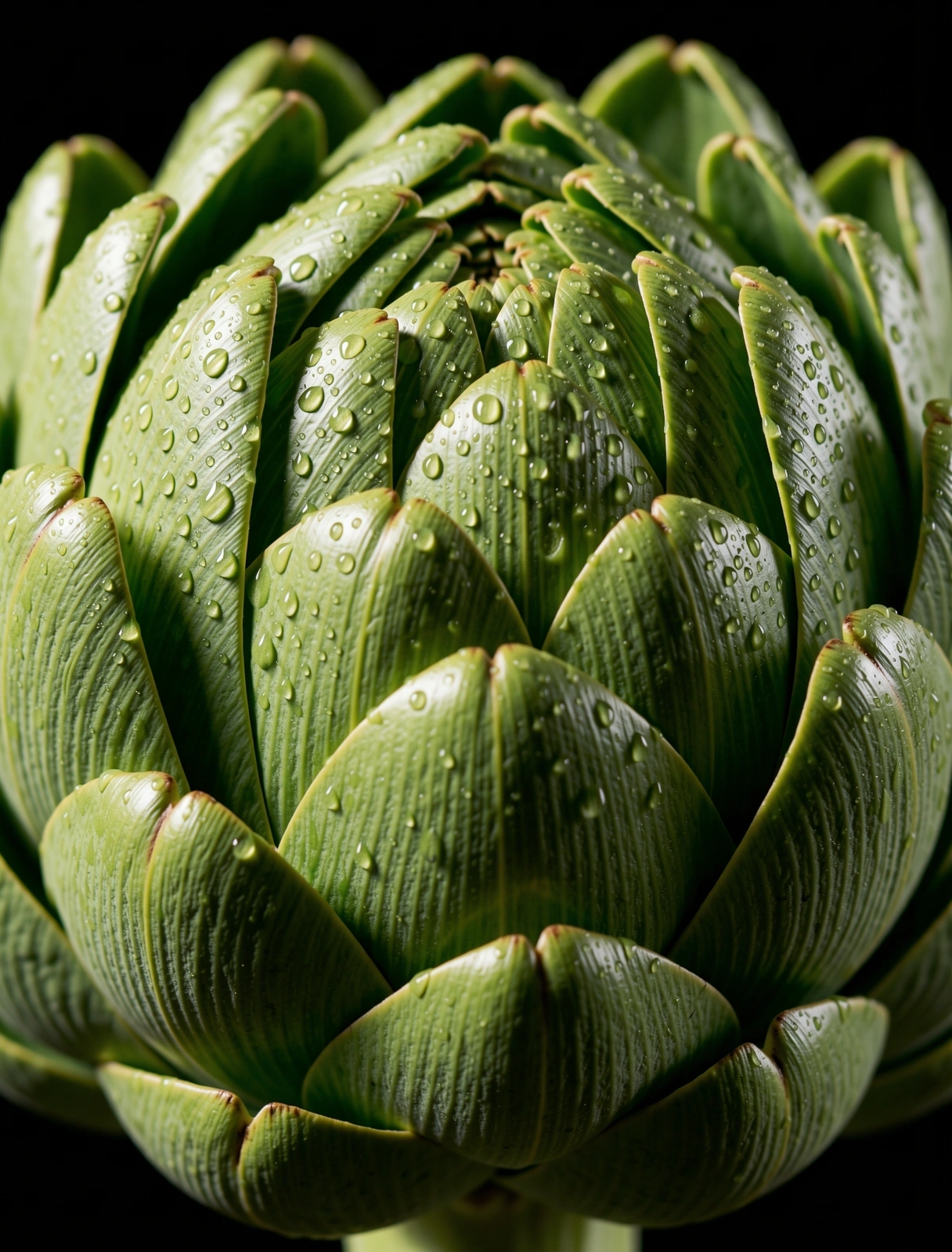 Macro fotografía de una alcachofa fresca